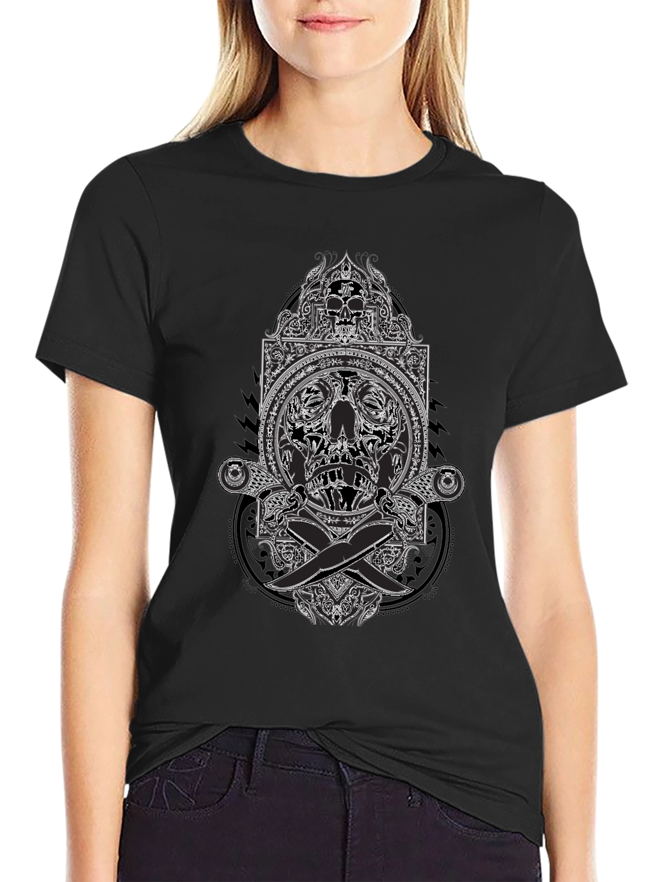 Skull & Swords Graphic Tee - Edgy Style