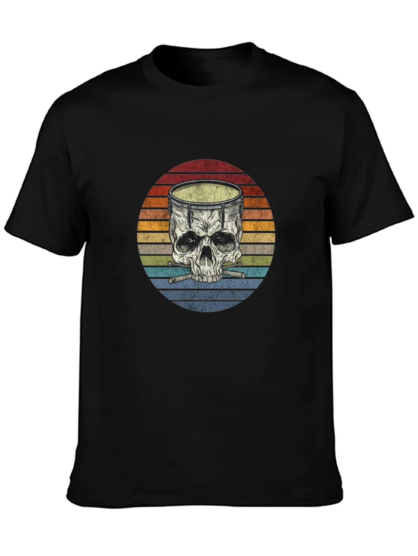 Drum Skull Graphic T-Shirt - Retro Style