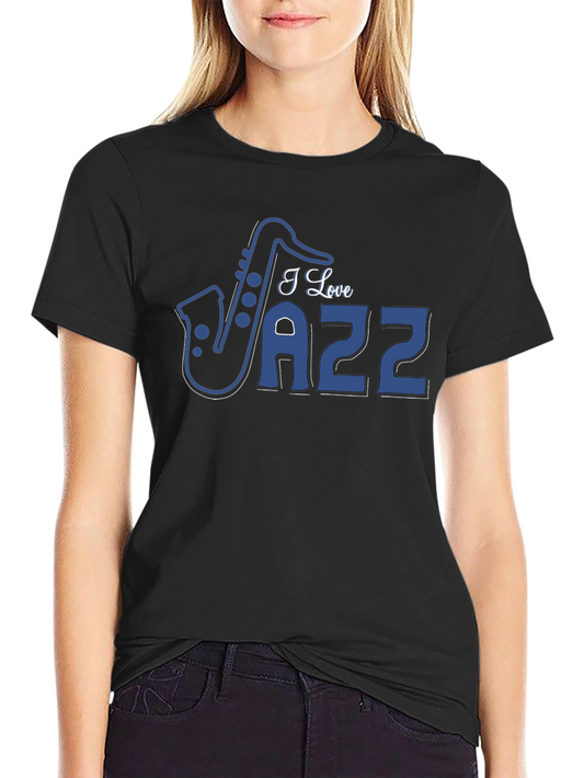 I Love Jazz Saxophone Graphic T-Shirt