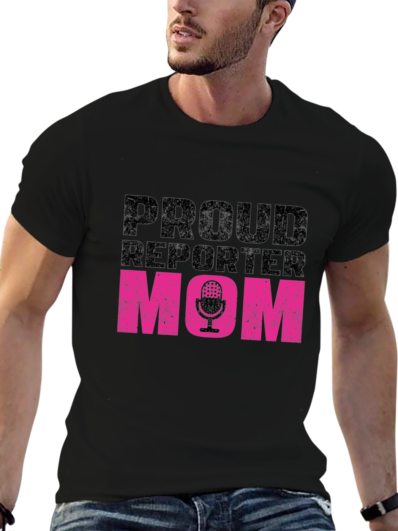 Proud Reporter Mom T-Shirt Black Crew Neck Tee