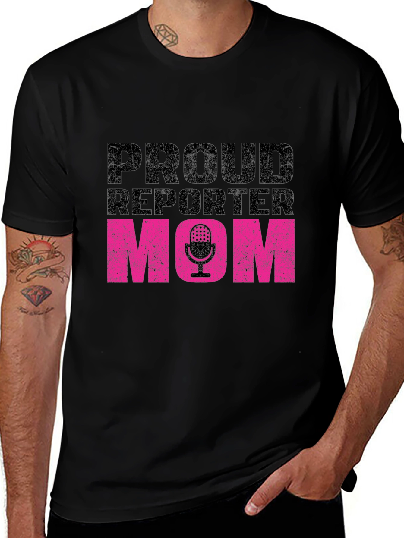 Proud Reporter Mom T-Shirt Black Crew Neck Tee