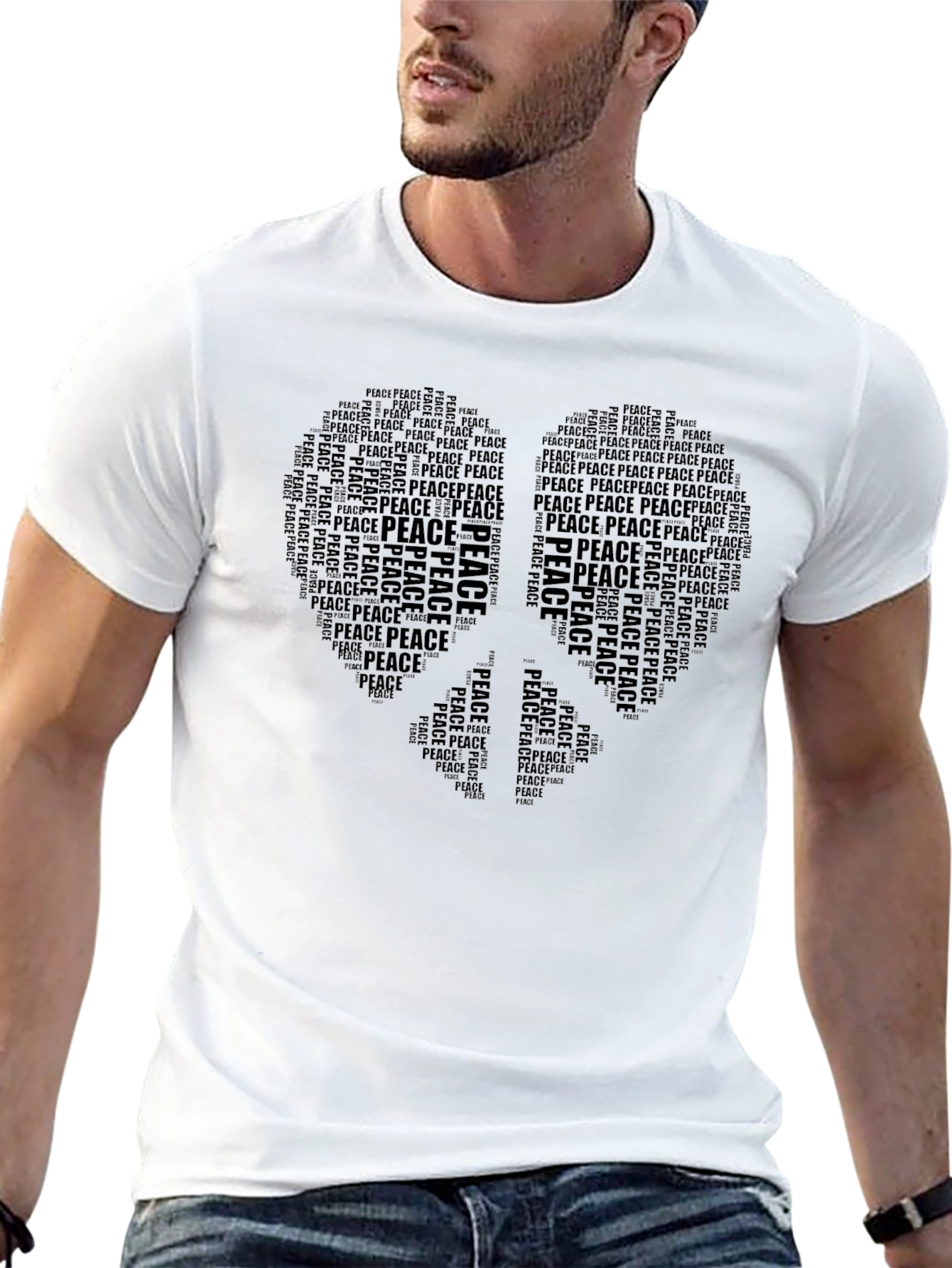 Peace Sign Word Art Graphic T-Shirt