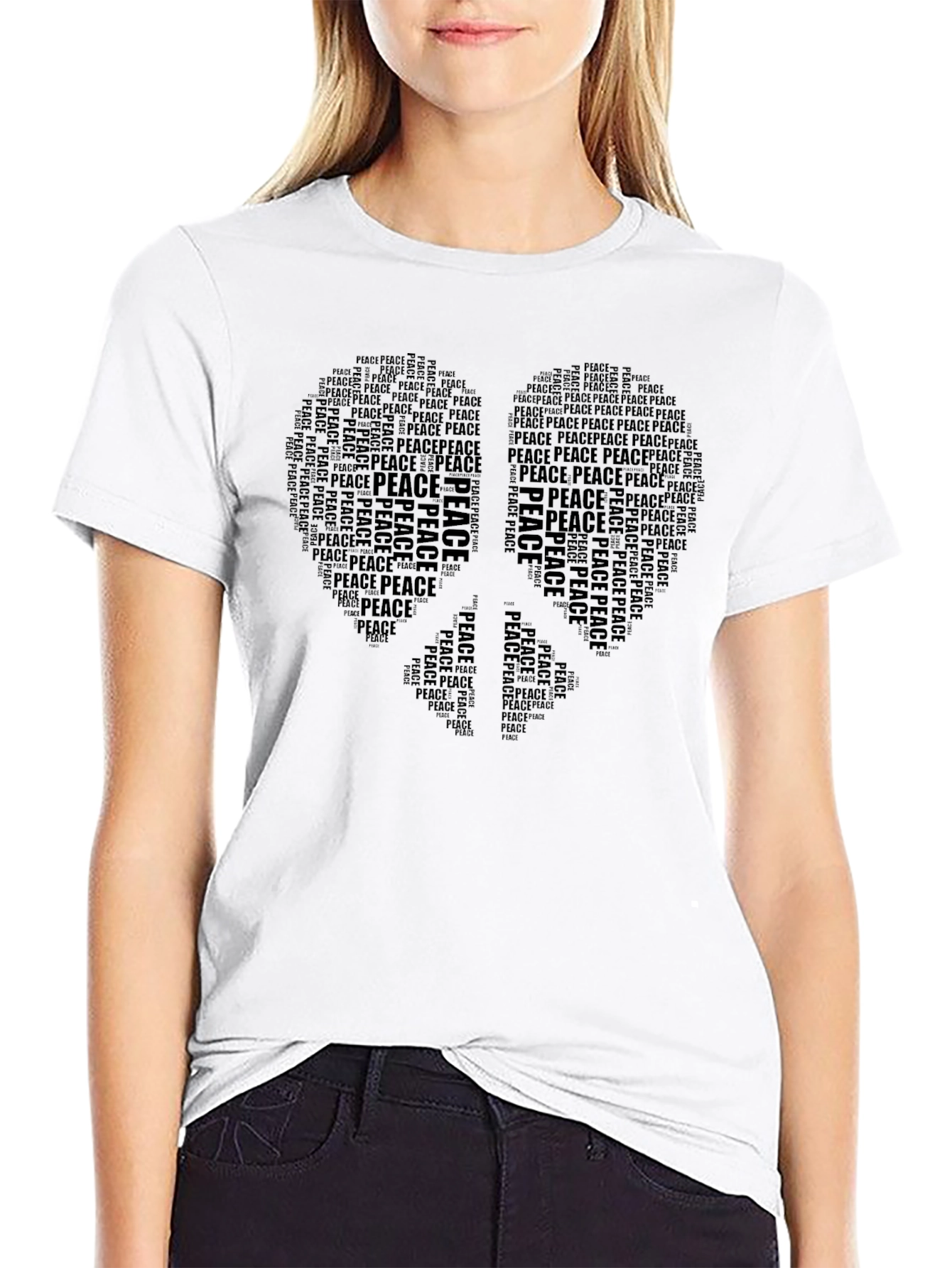 Peace Sign Word Art Graphic T-Shirt