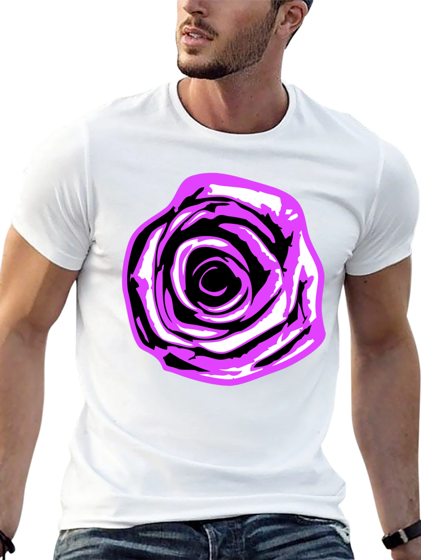 Rose Graphic Tee - Bold Black Cotton Shirt