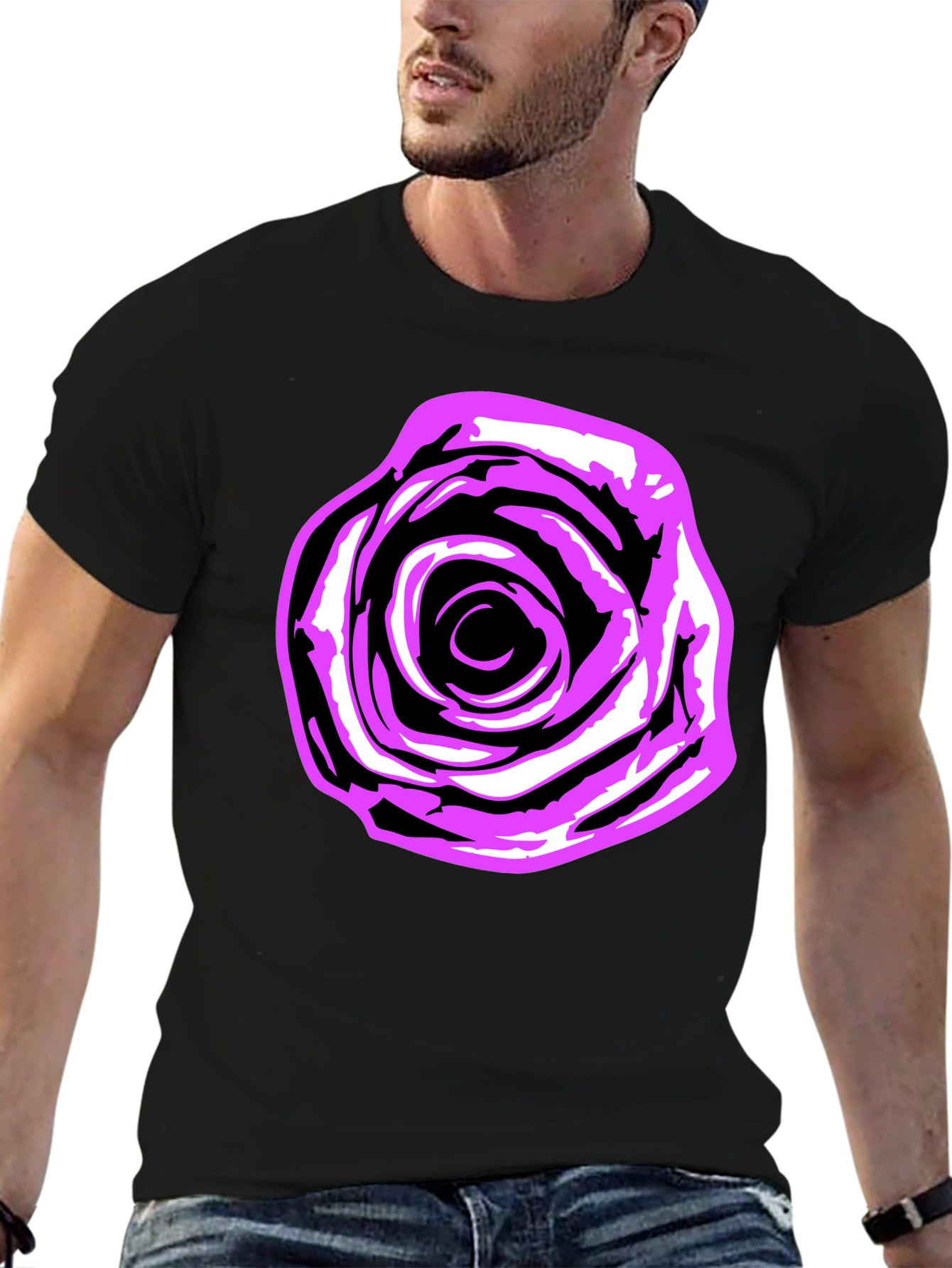 Rose Graphic Tee - Bold Black Cotton Shirt