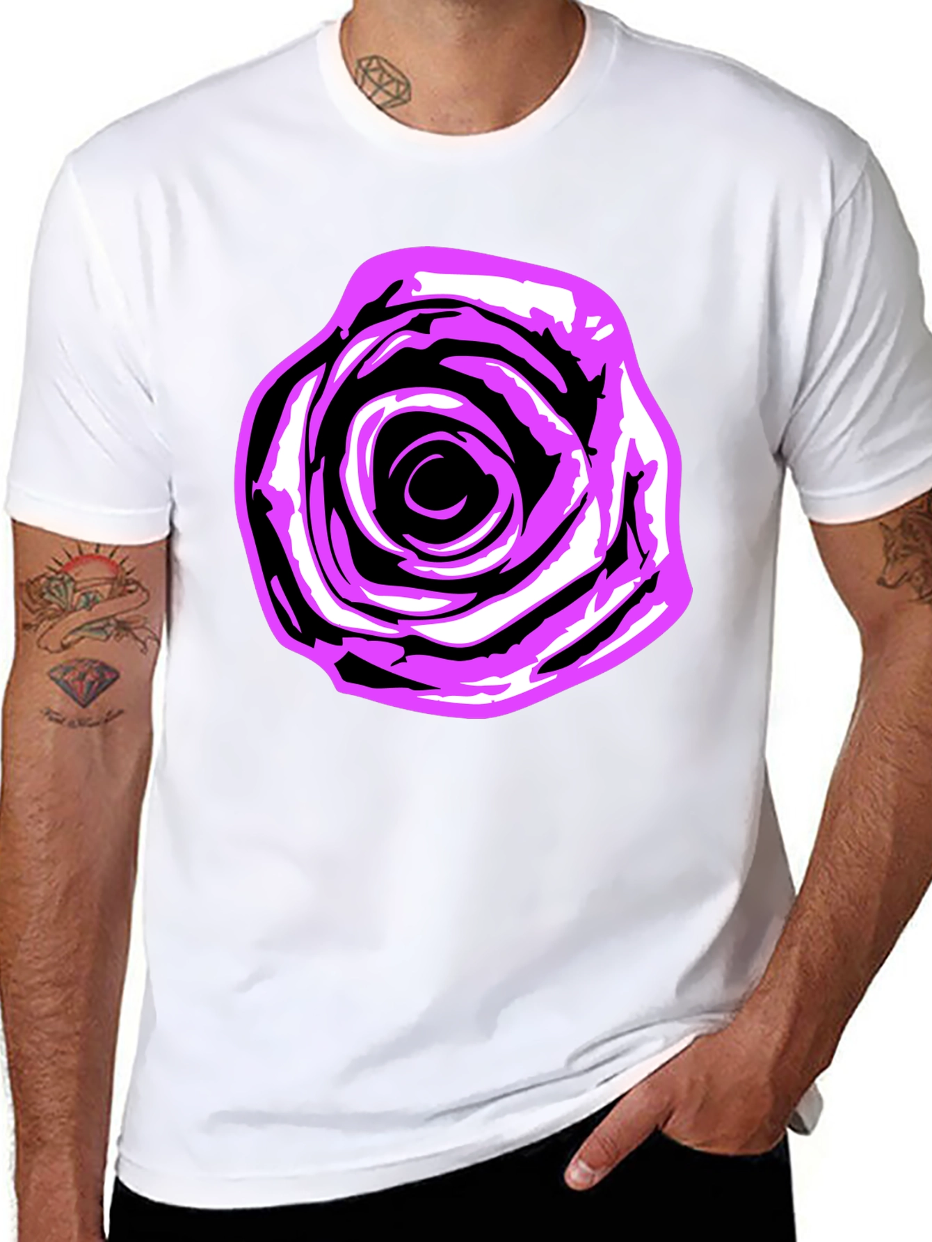 Rose Graphic Tee - Bold Black Cotton Shirt