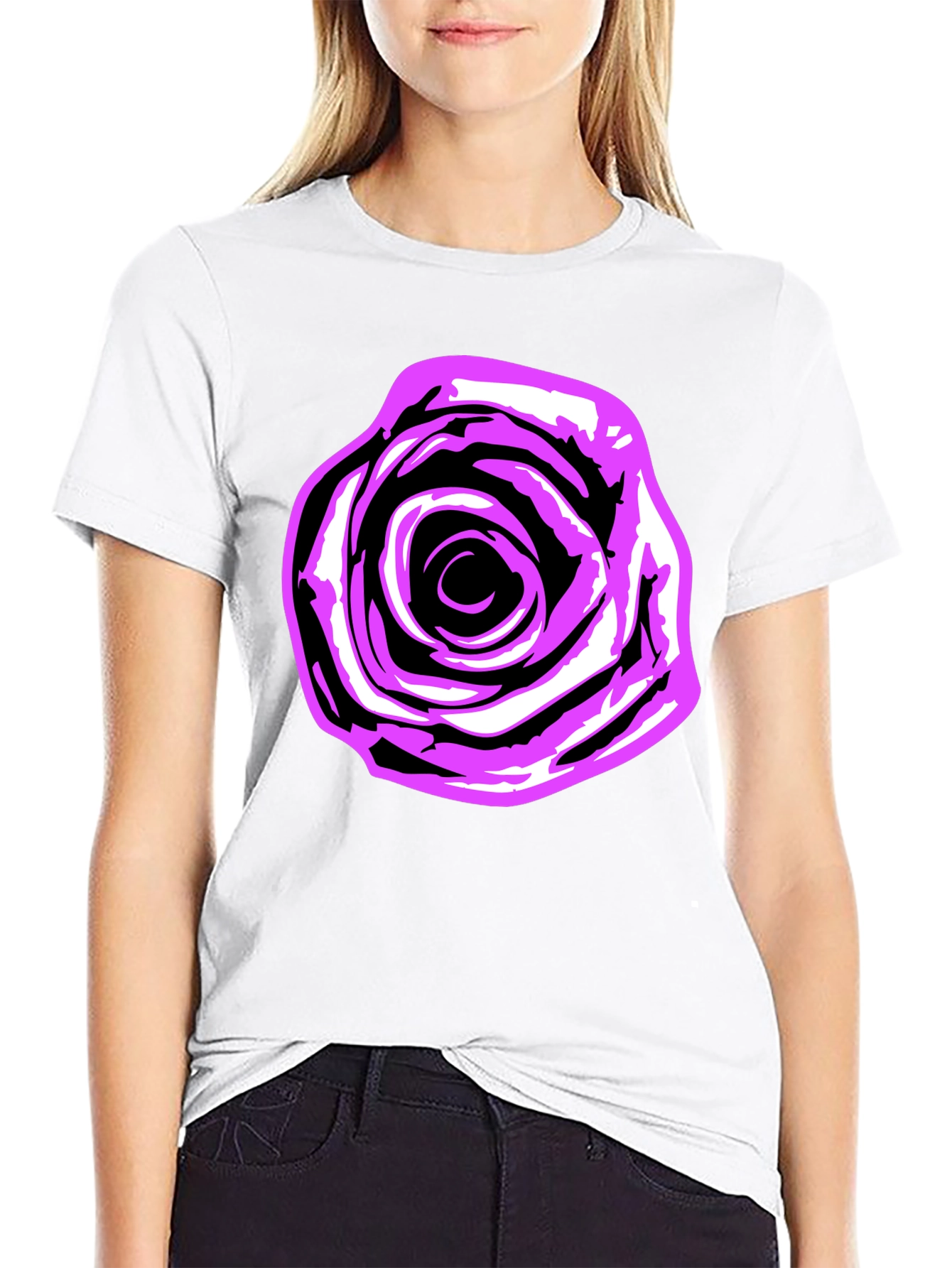 Rose Graphic Tee - Bold Black Cotton Shirt