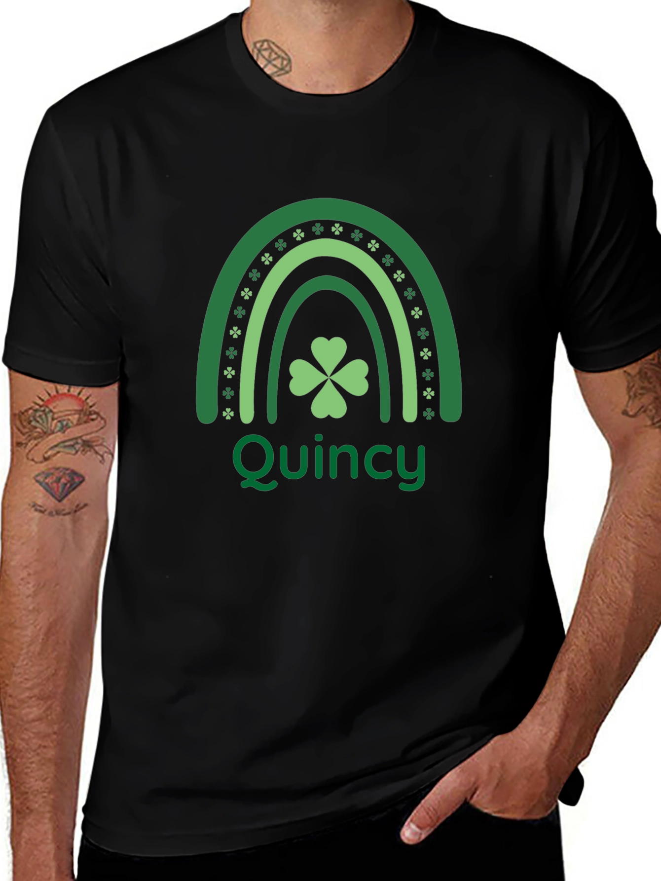 St. Patricks Day Quincy Shamrock Rainbow T-Shirt