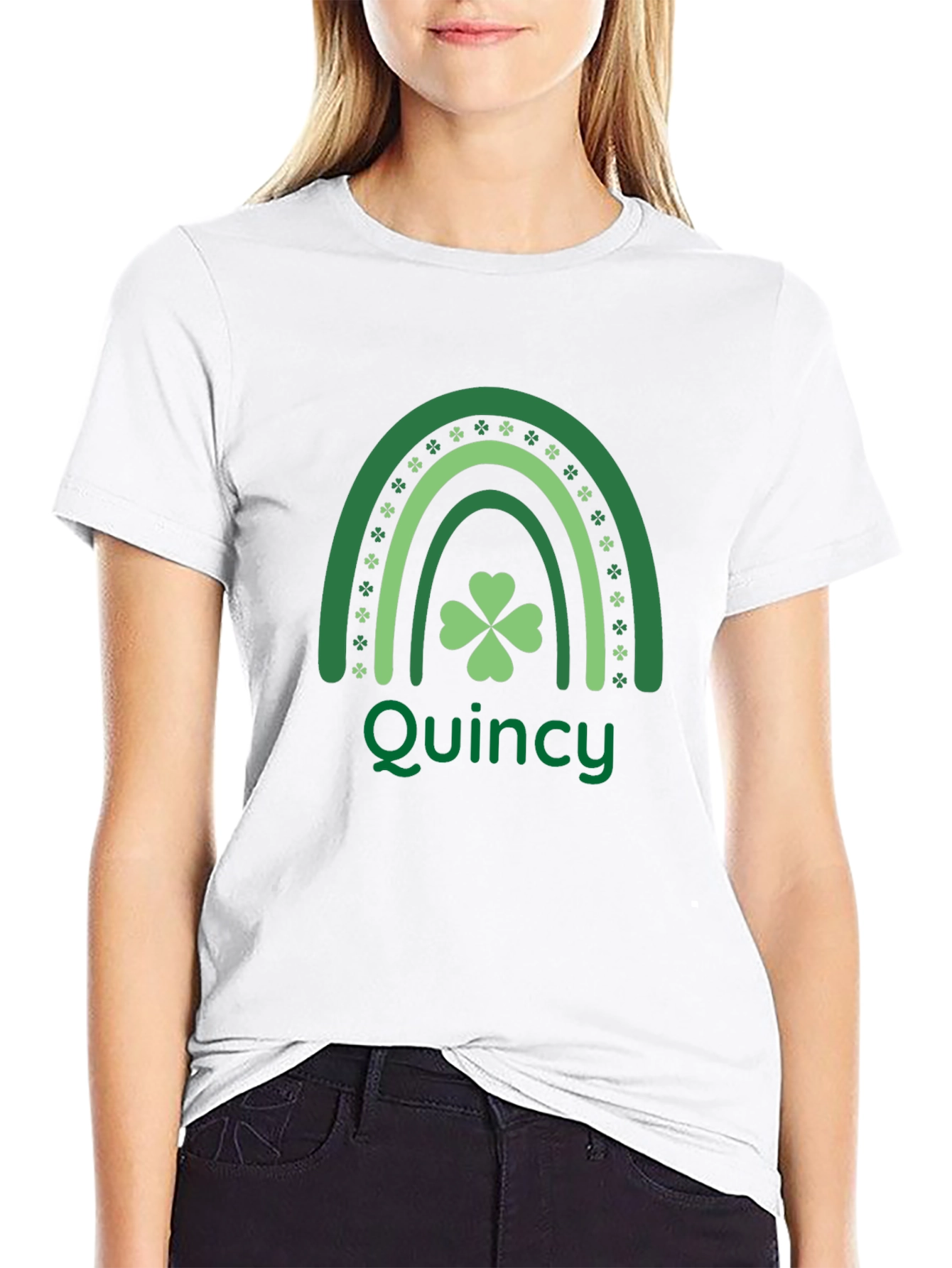 St. Patricks Day Quincy Shamrock Rainbow T-Shirt