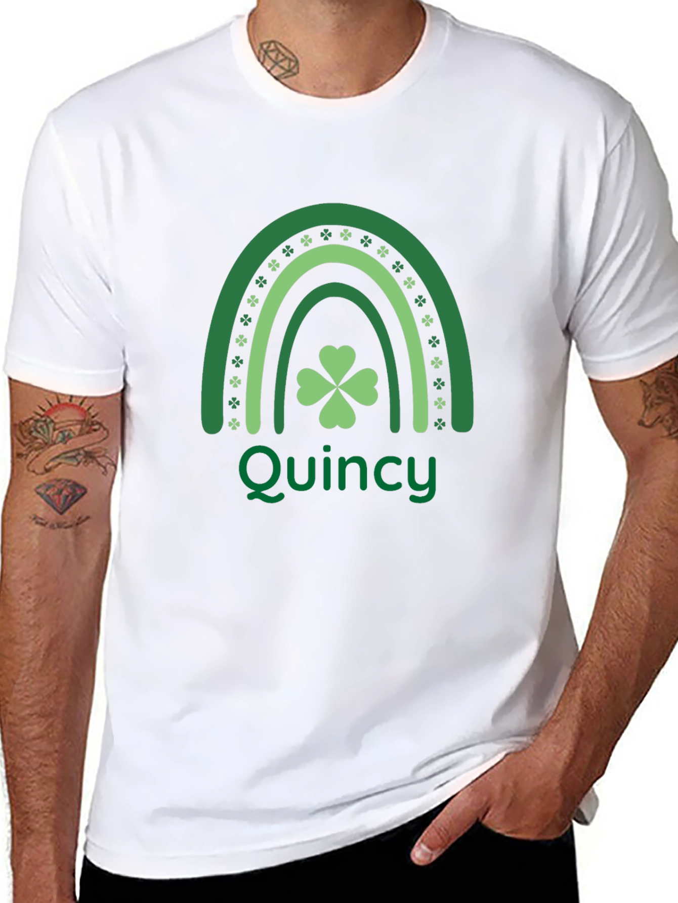 St. Patricks Day Quincy Shamrock Rainbow T-Shirt