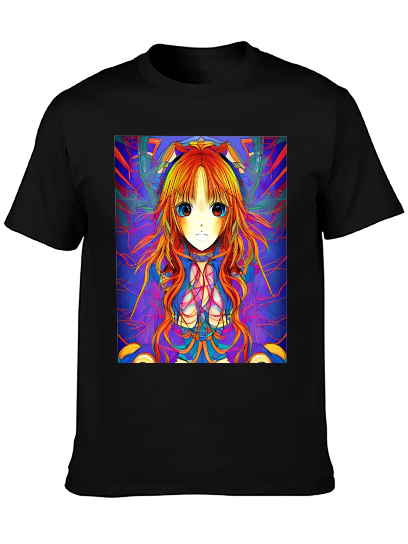 Anime Girl Graphic Print Black T-Shirt