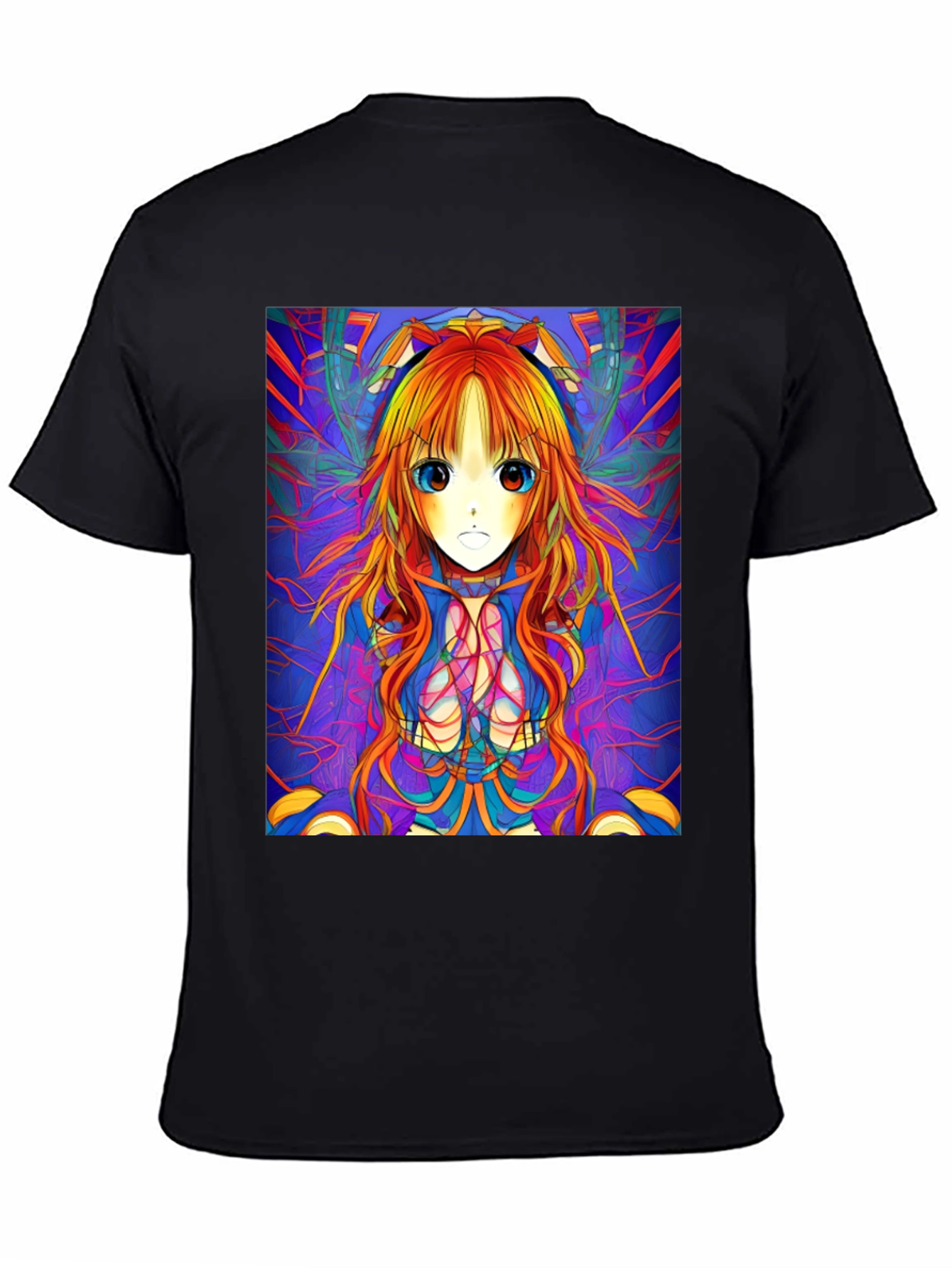 Anime Girl Graphic Print Black T-Shirt