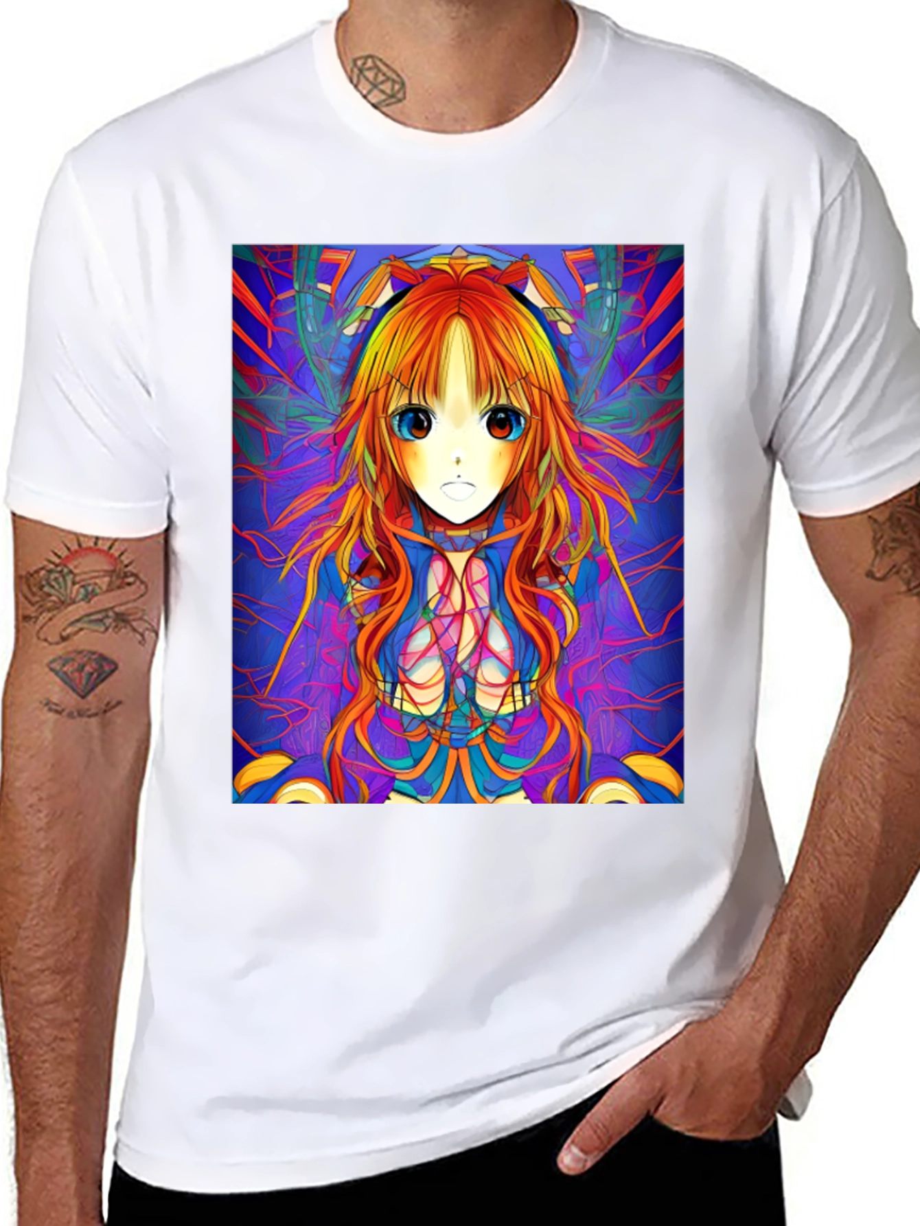 Anime Girl Graphic Print Black T-Shirt