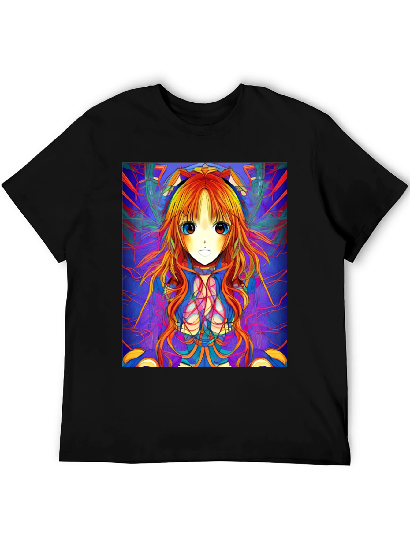Anime Girl Graphic Print Black T-Shirt