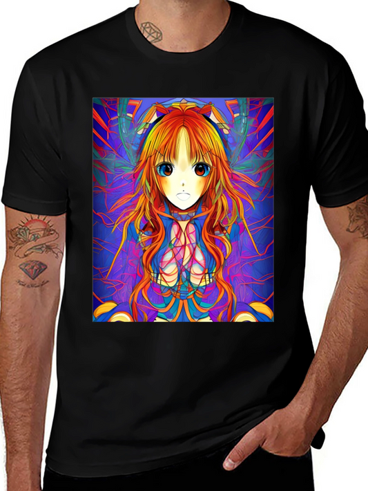 Anime Girl Graphic Print Black T-Shirt