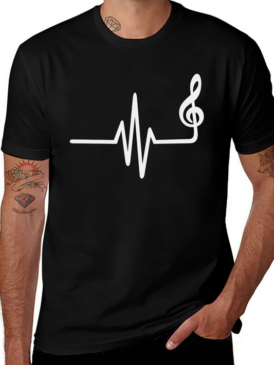 Music Heartbeat T-Shirt - Black Graphic Tee
