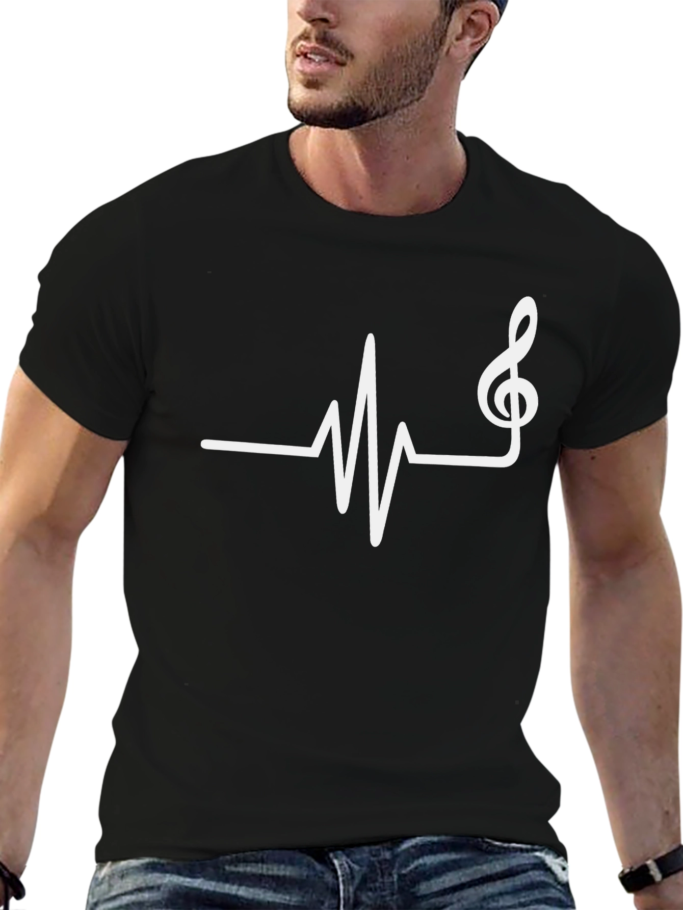 Music Heartbeat T-Shirt - Black Graphic Tee