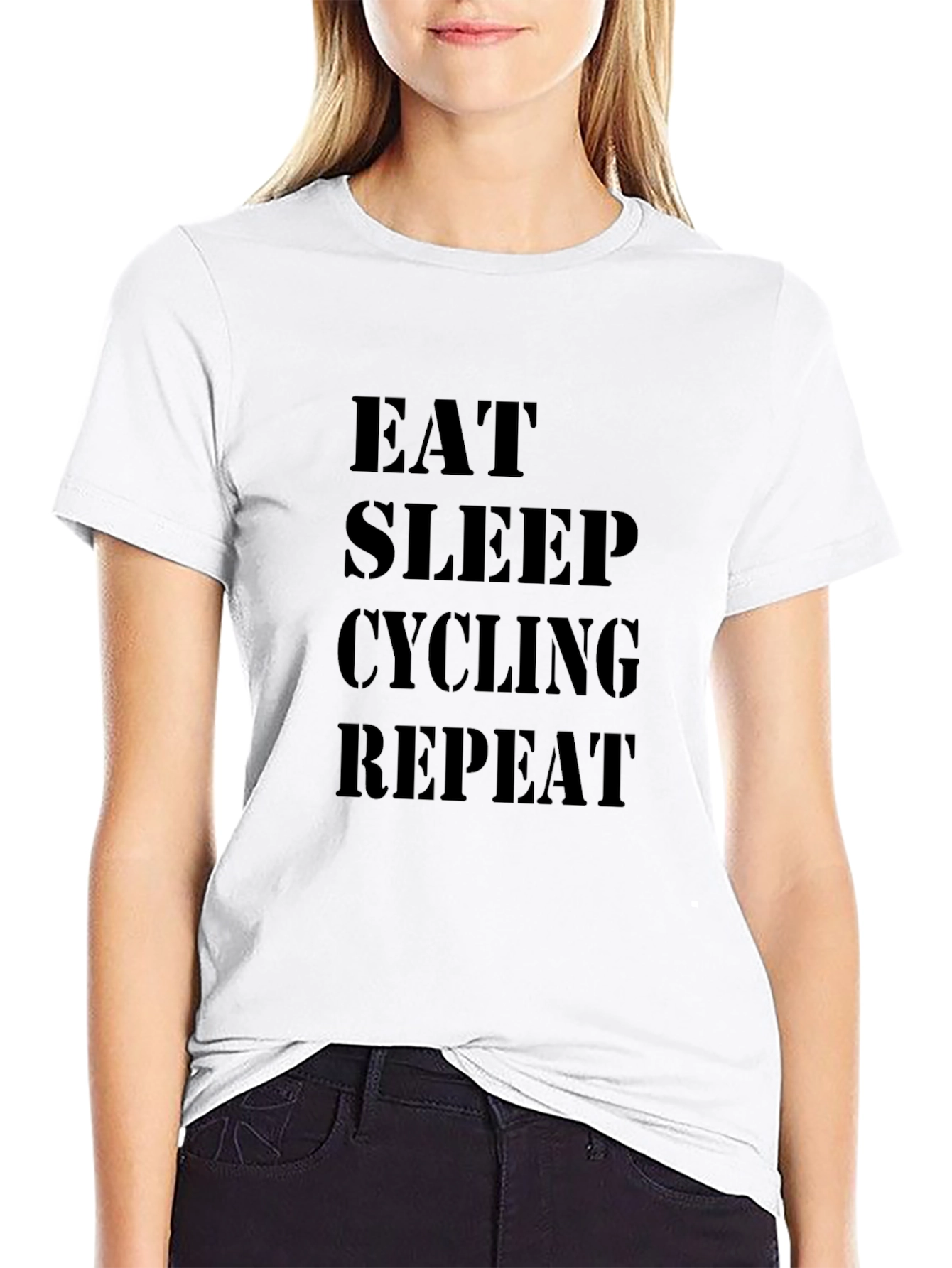 Eat Sleep Cycling Repeat T-Shirt - Black Cotton Tee
