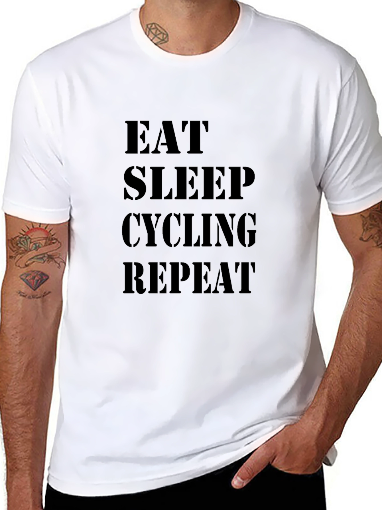 Eat Sleep Cycling Repeat T-Shirt - Black Cotton Tee