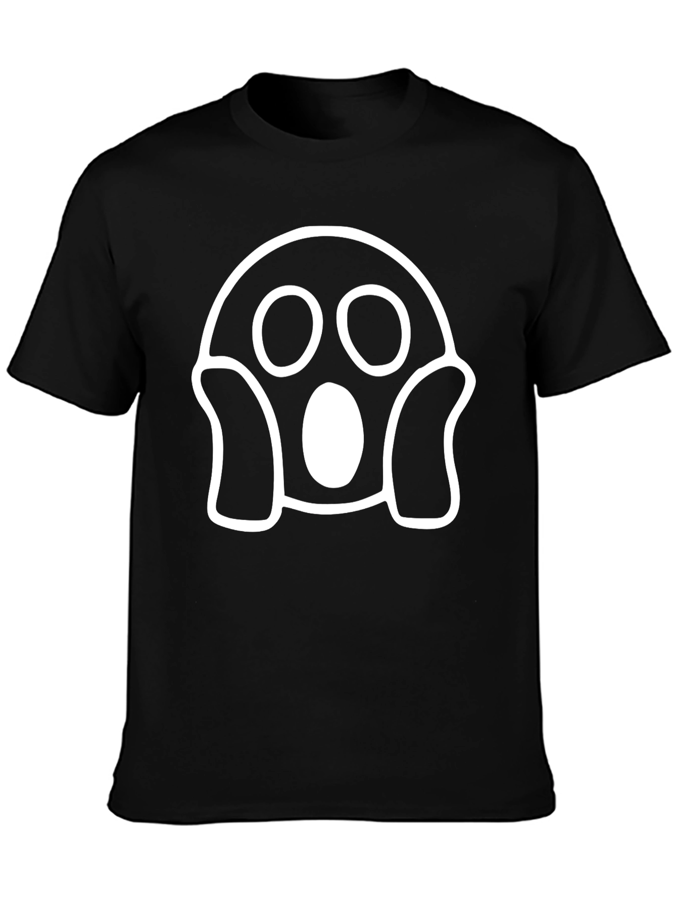 Spooky Ghost Graphic Tee - Black Cotton T-Shirt