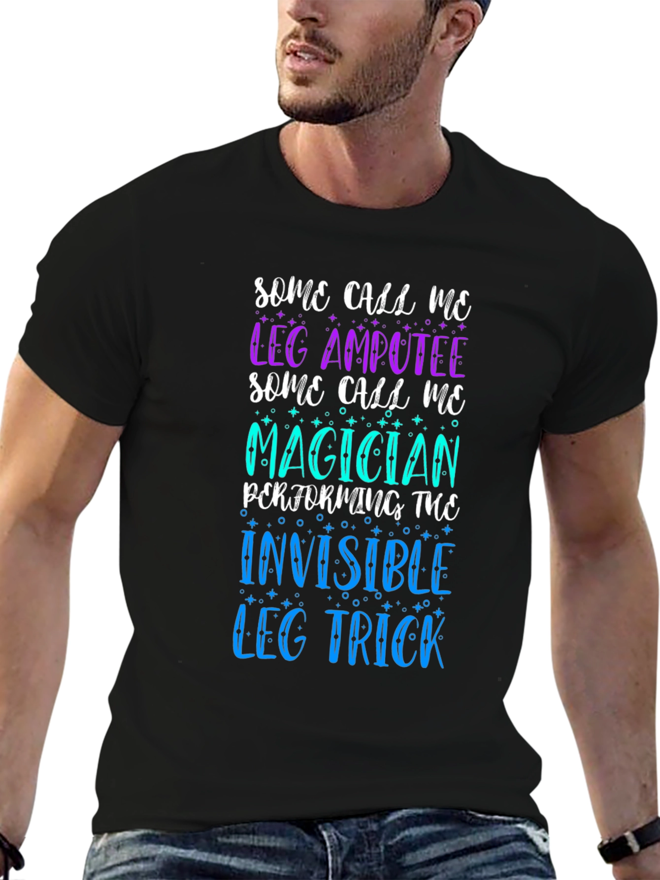 Leg Amputee Magician T-Shirt: Invisible Leg Trick Humor
