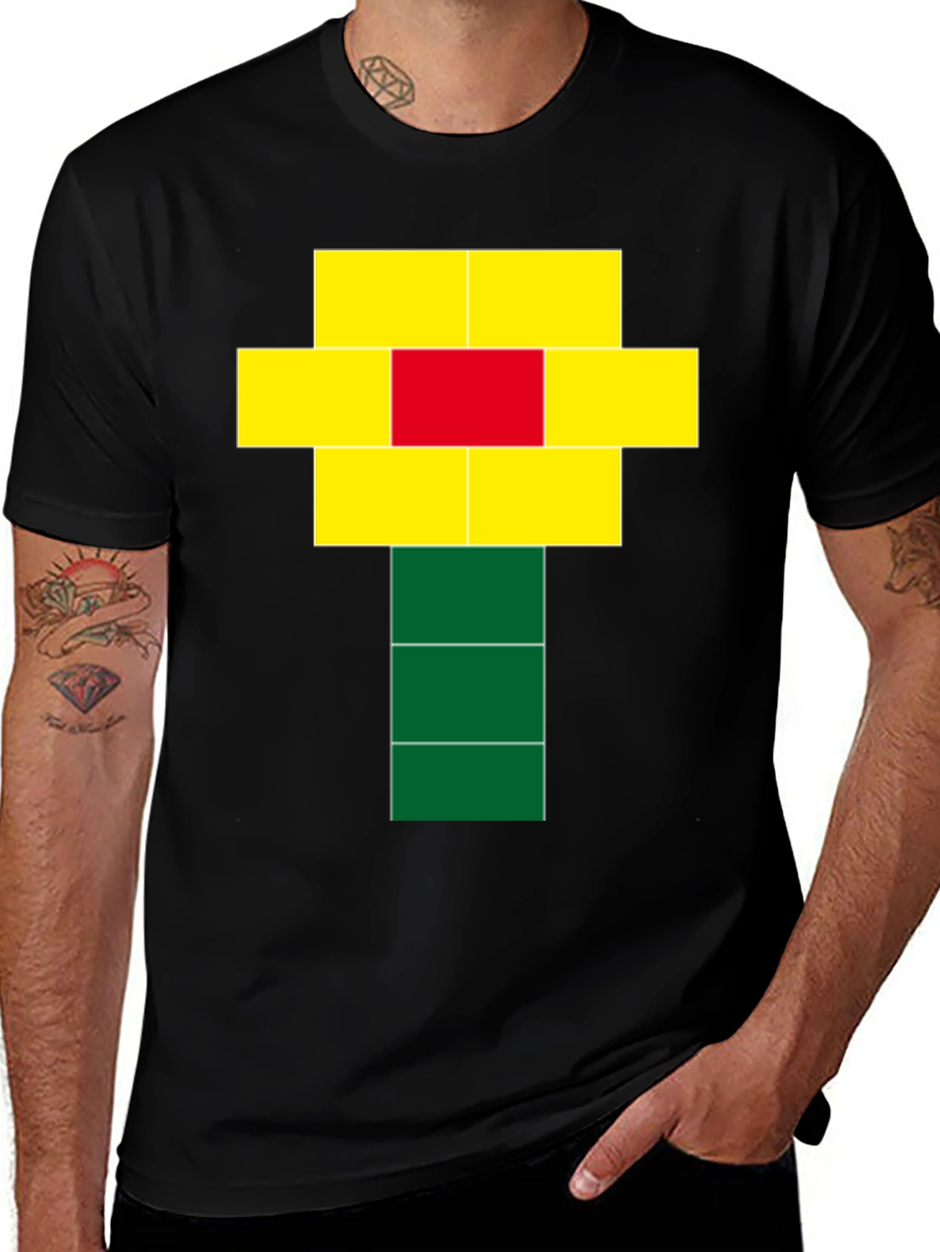 Pixel Flower Graphic T-Shirt - Funky Retro Style