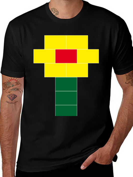 Pixel Flower Graphic T-Shirt - Funky Retro Style