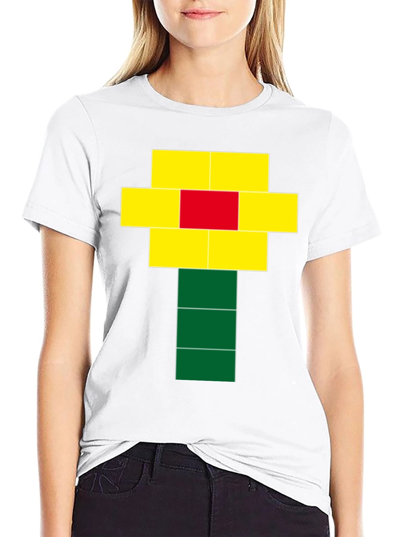 Pixel Flower Graphic T-Shirt - Funky Retro Style