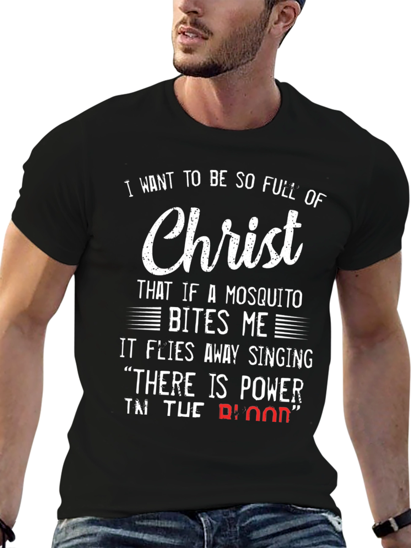 Christian Humor T-Shirt - Mosquito and Christ
