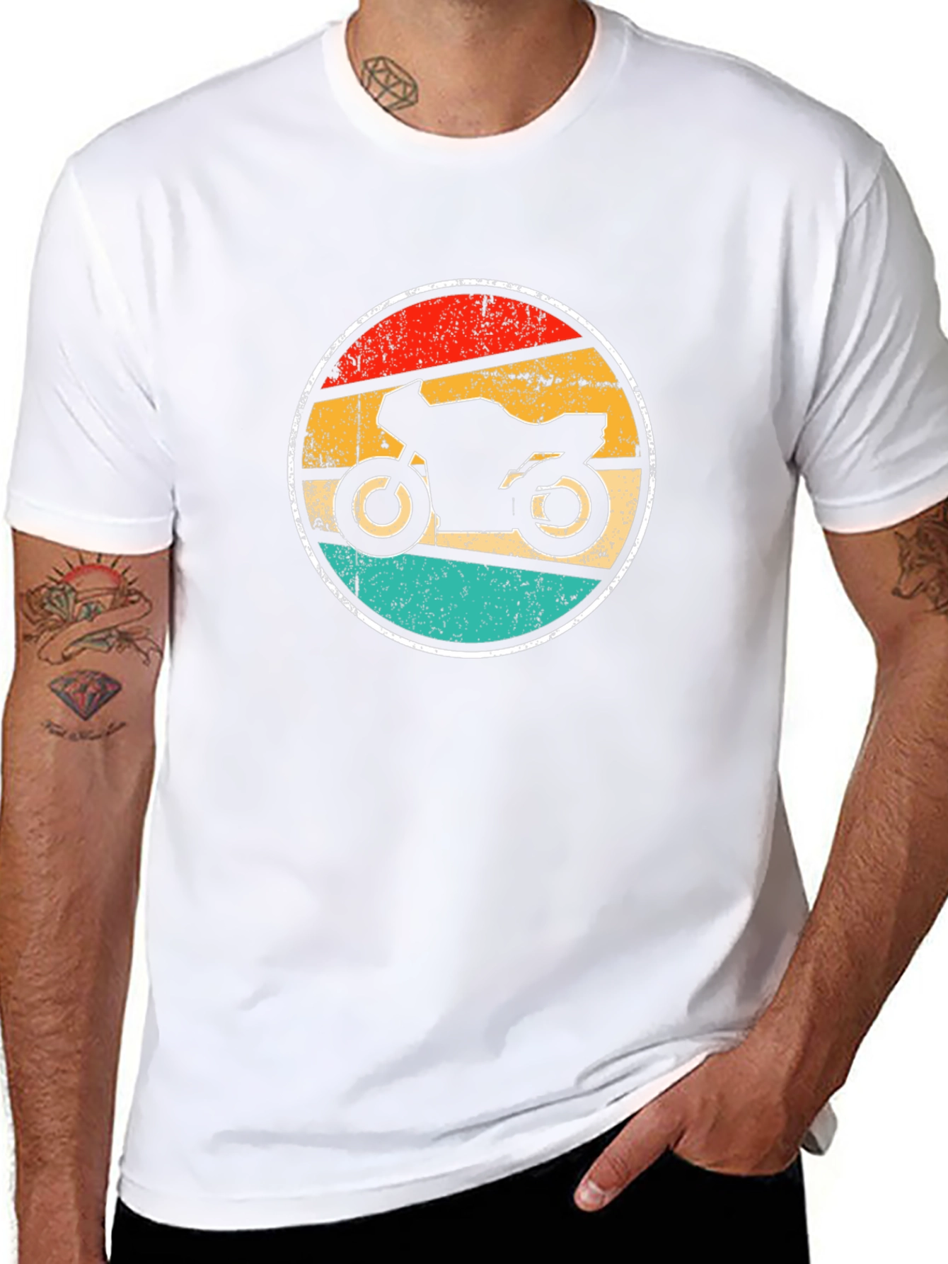 Retro Motorcycle Graphic Tee - Black