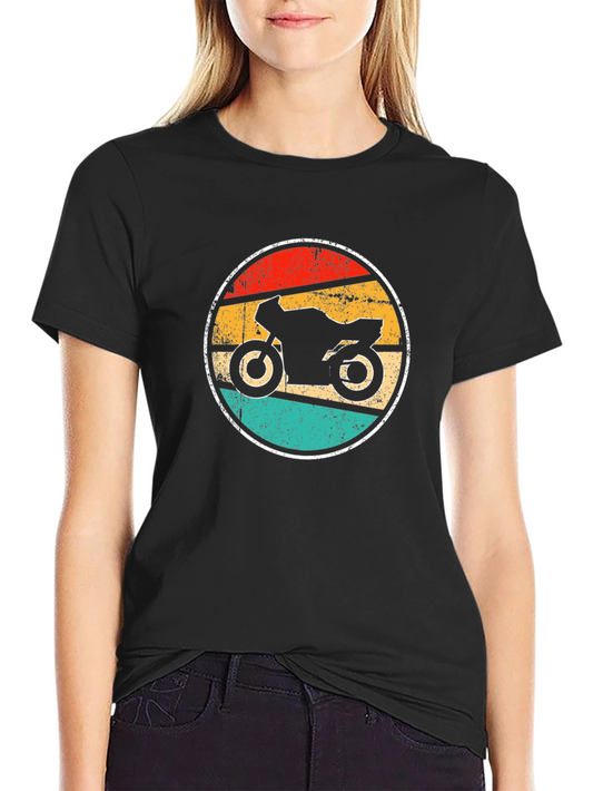 Retro Motorcycle Graphic Tee - Black