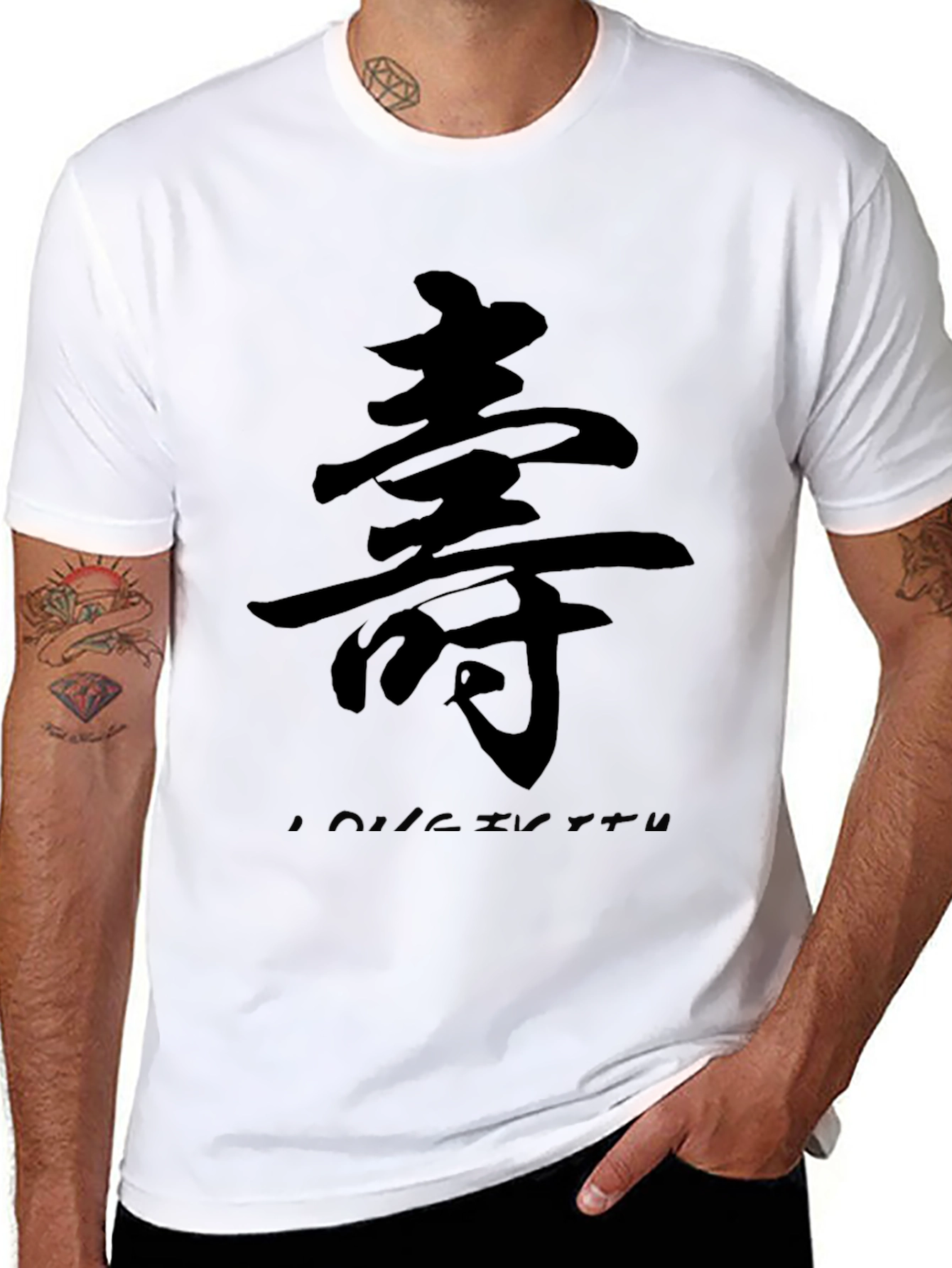Black T-Shirt with Longevity Symbol