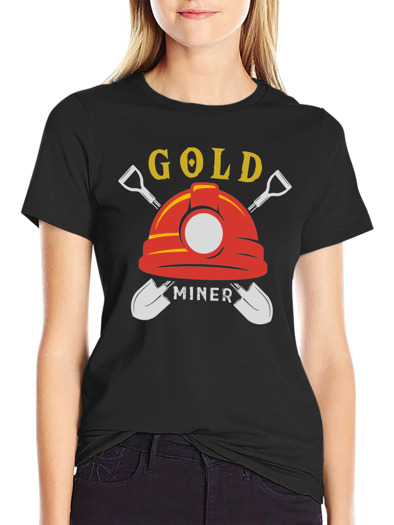 Gold Miner Graphic T-Shirt - Black Crew Neck Tee