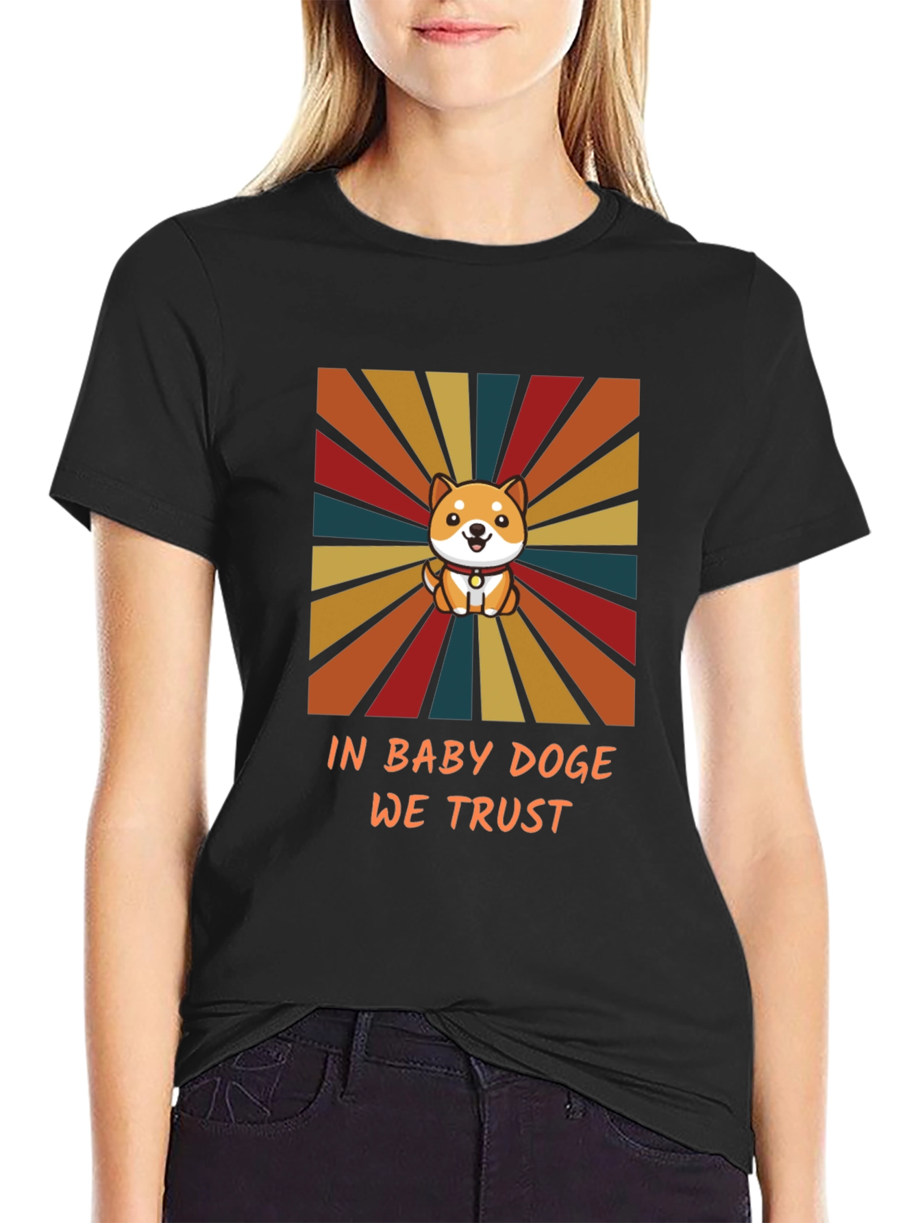 Baby Doge Retro Style Black T-Shirt
