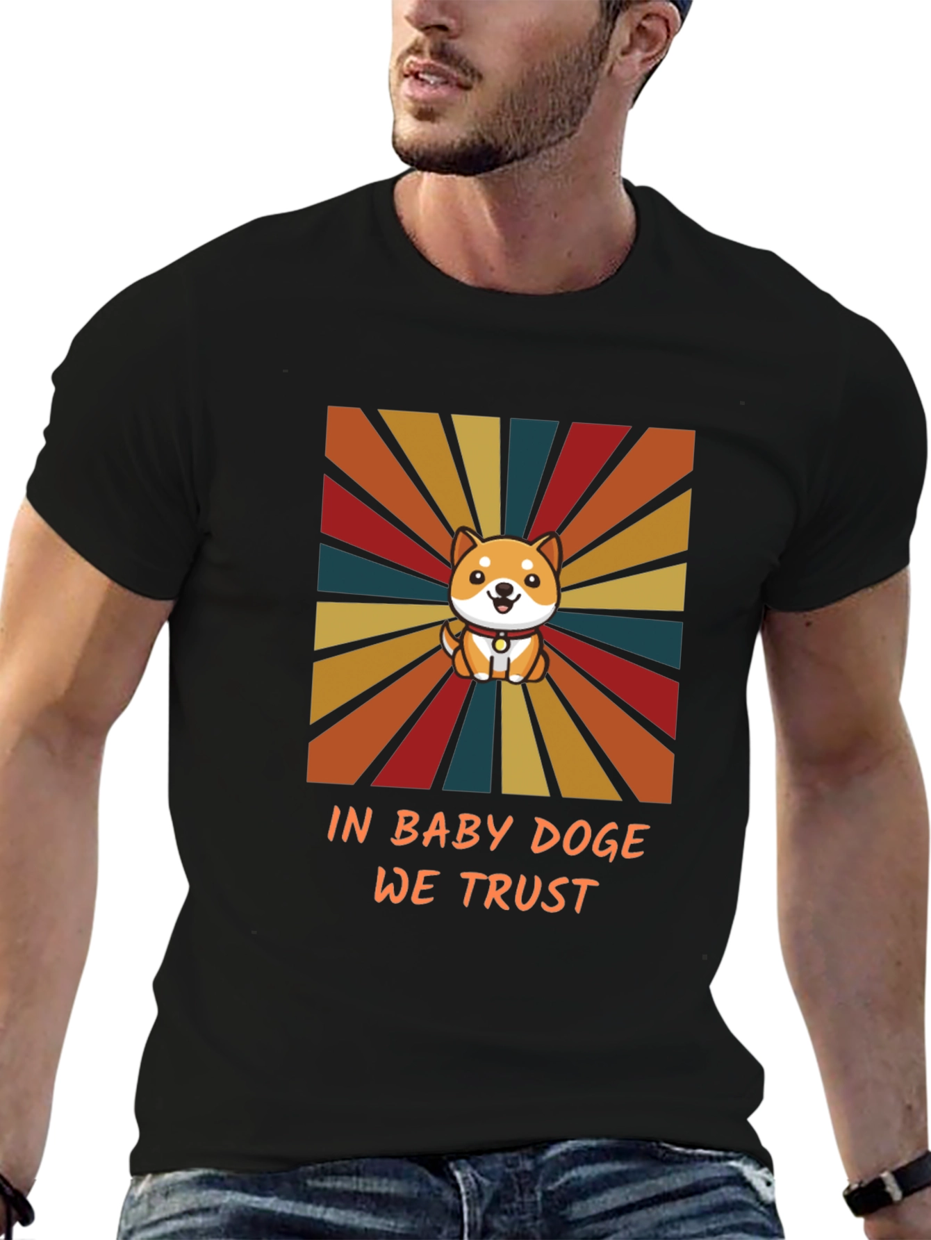 Baby Doge Retro Style Black T-Shirt