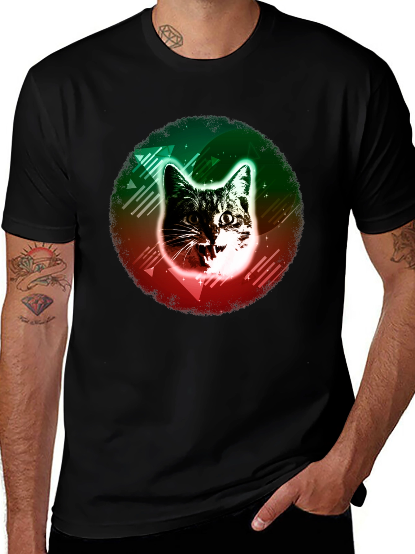 Cool Cat Graphic Tee - Mens Black T-Shirt