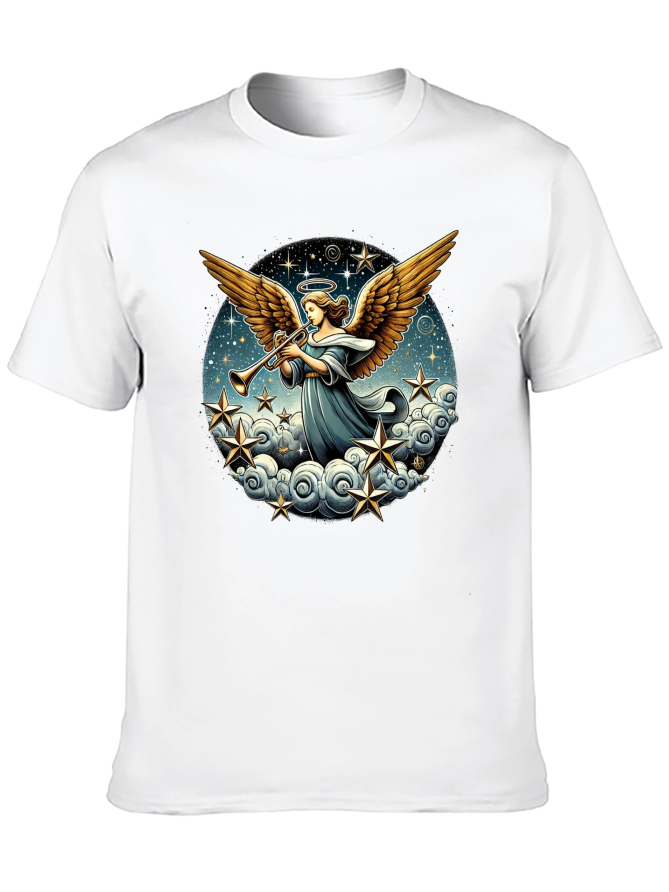 Angel Trumpet Graphic Tee - Celestial Design