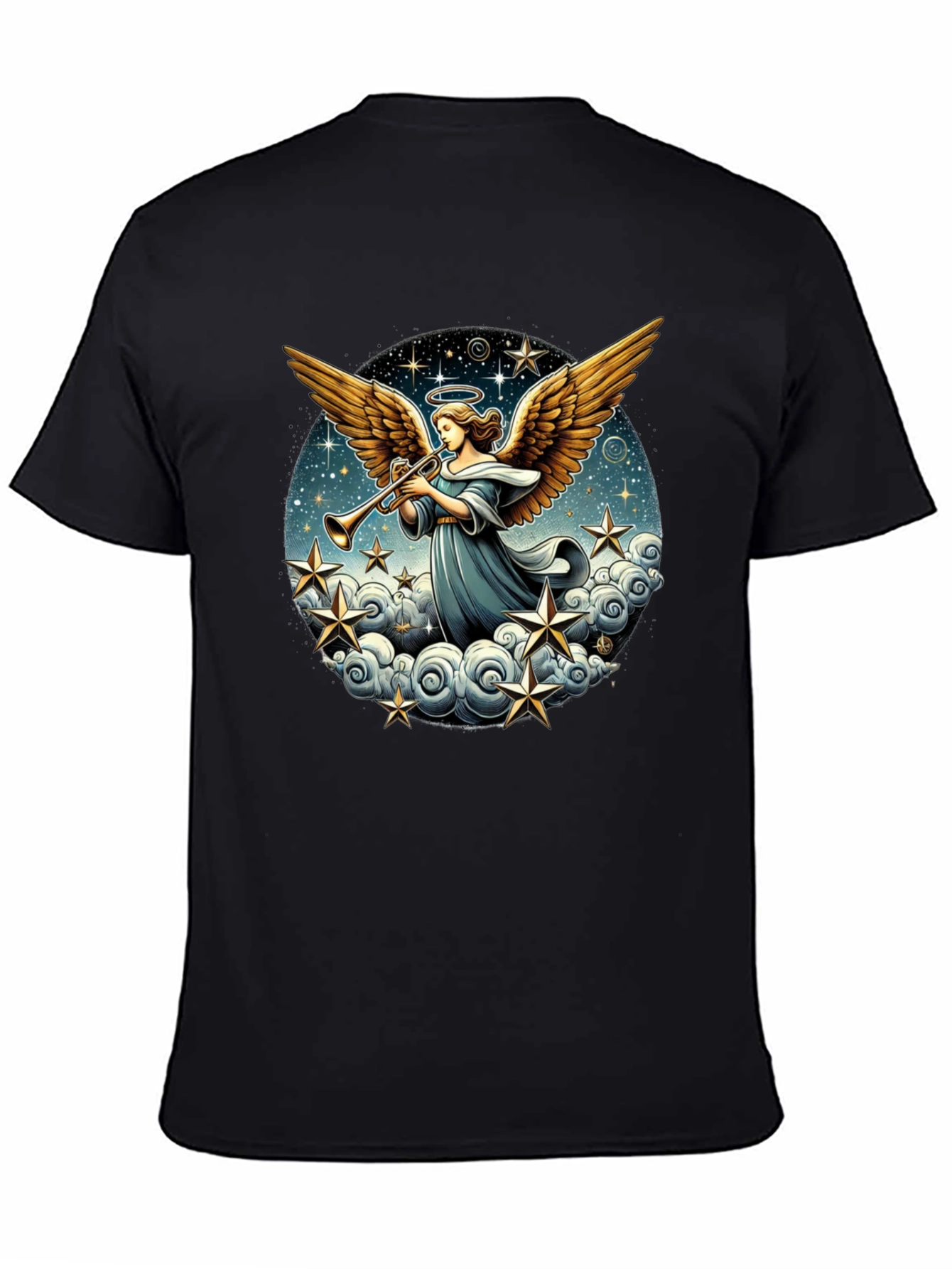 Angel Trumpet Graphic Tee - Celestial Design