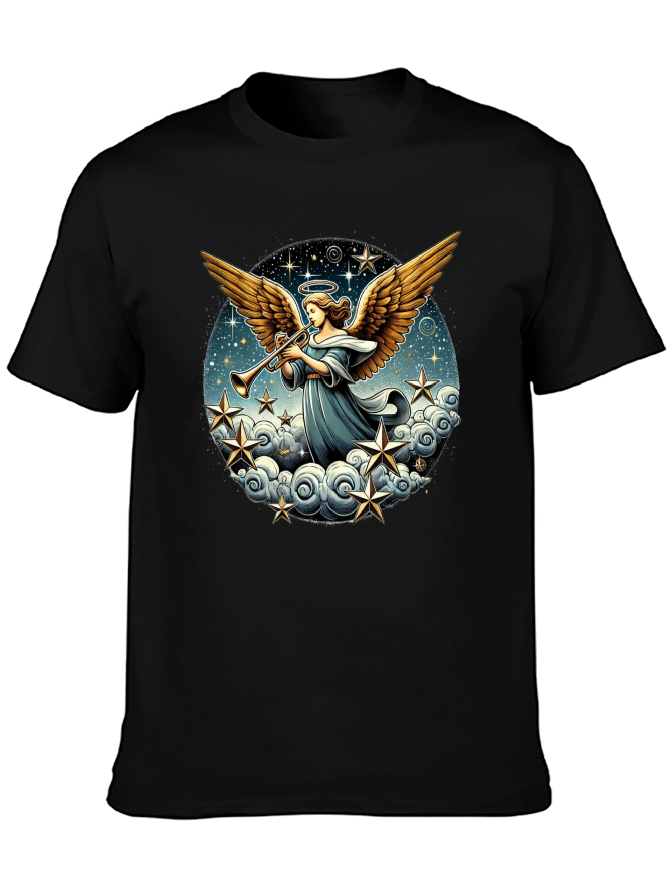 Angel Trumpet Graphic Tee - Celestial Design