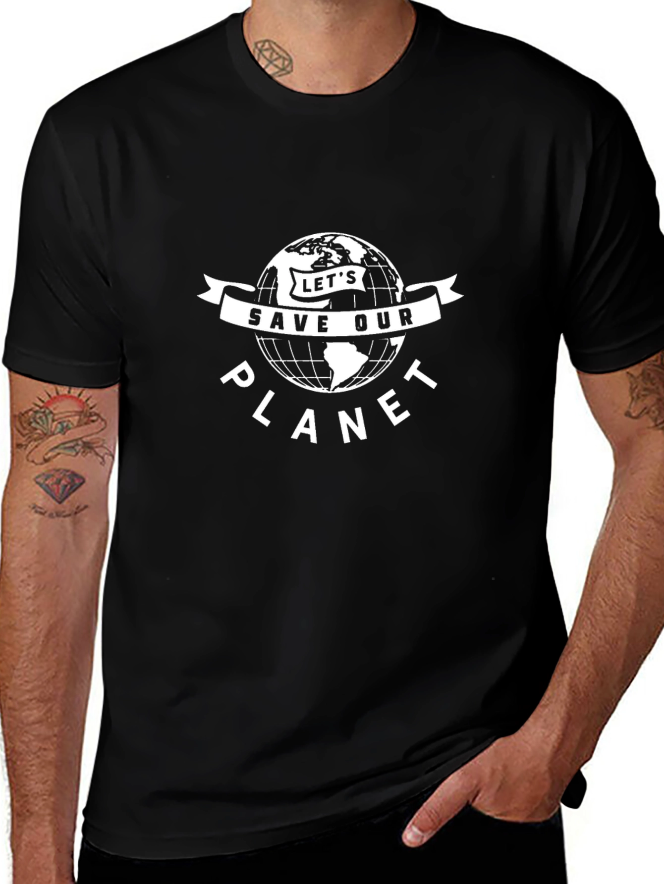 Lets Save Our Planet Black T-Shirt