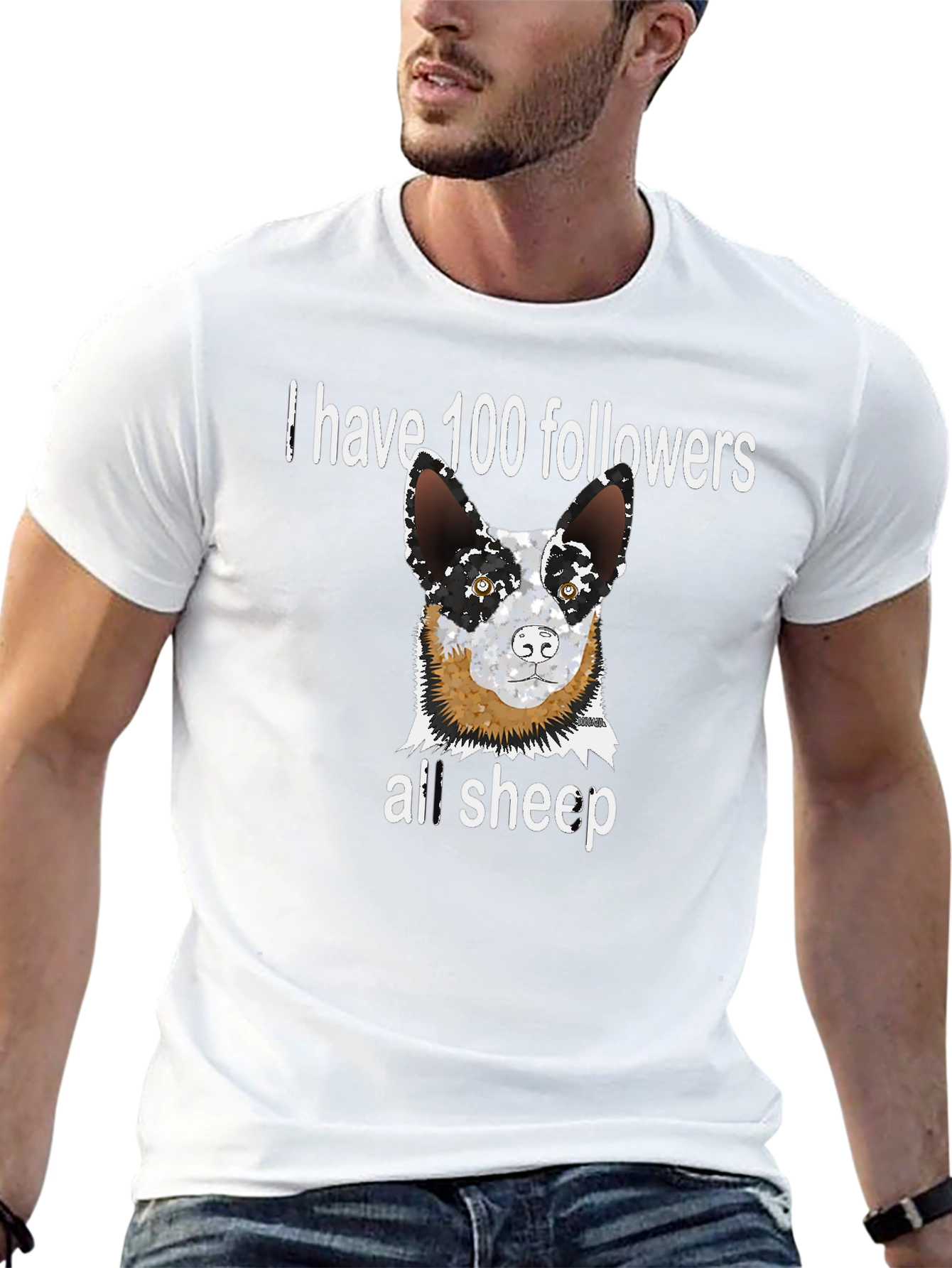 Funny Dog T-Shirt - 100 Followers All Sheep Tee