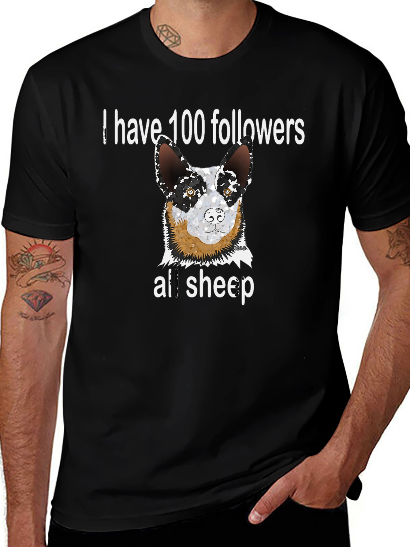 Funny Dog T-Shirt - 100 Followers All Sheep Tee
