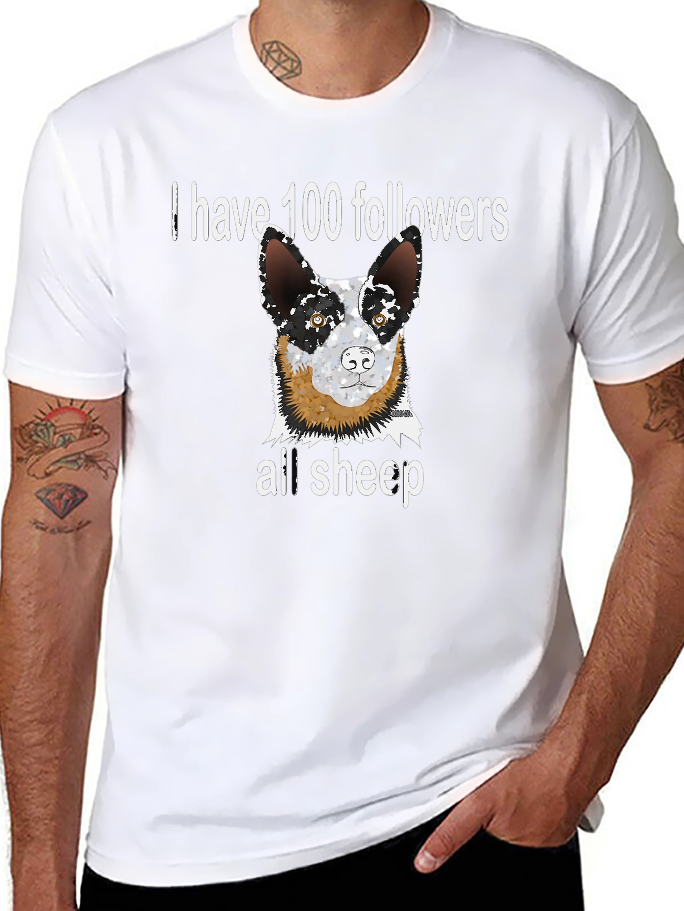Funny Dog T-Shirt - 100 Followers All Sheep Tee