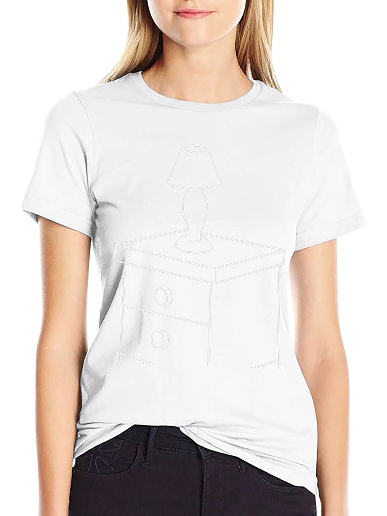 Nightstand Lamp Graphic Tee - Black Cotton Comfort