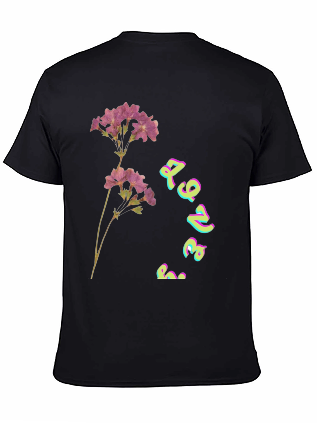 Floral Graphic Print Black T-Shirt
