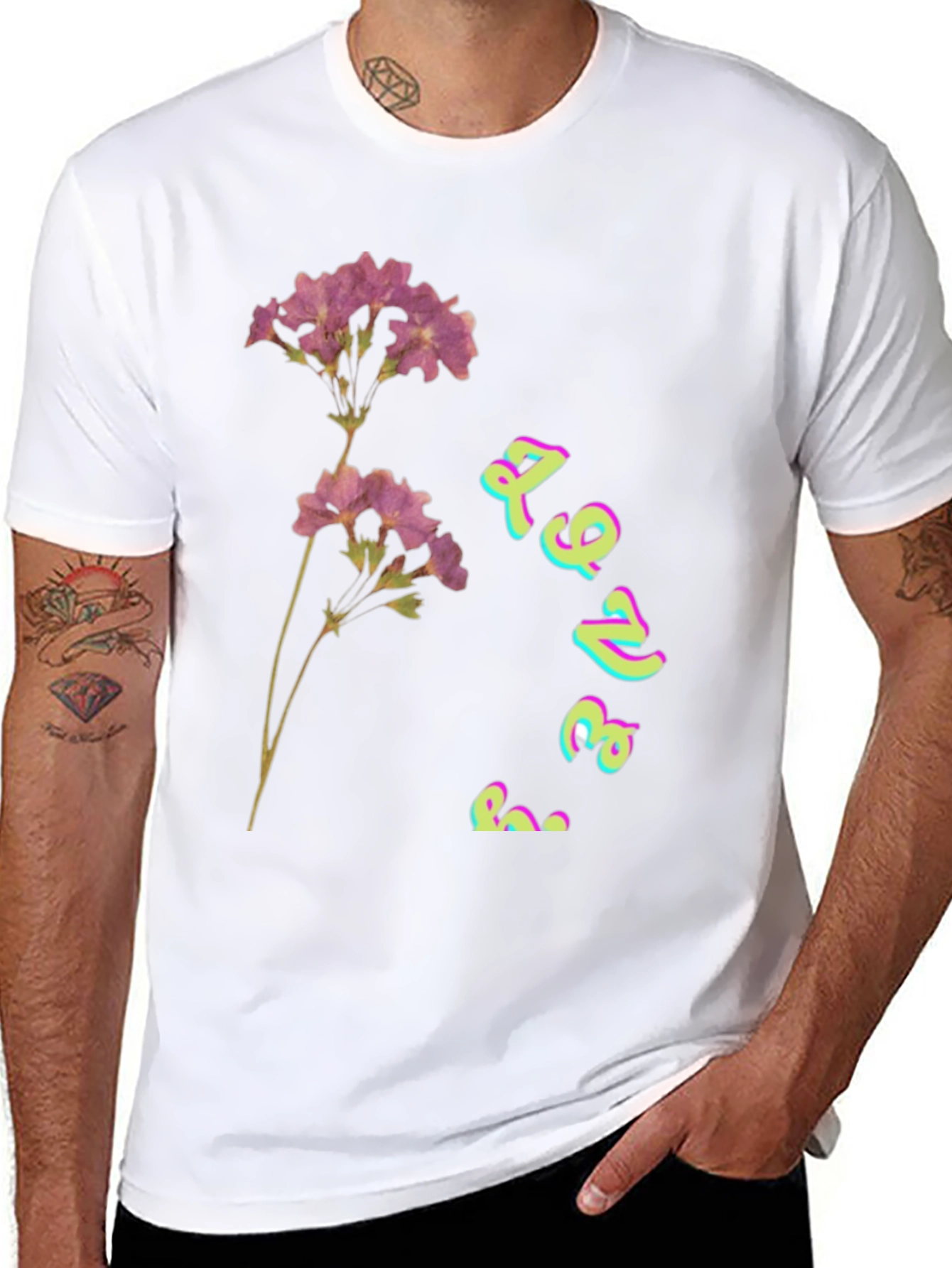 Floral Graphic Print Black T-Shirt