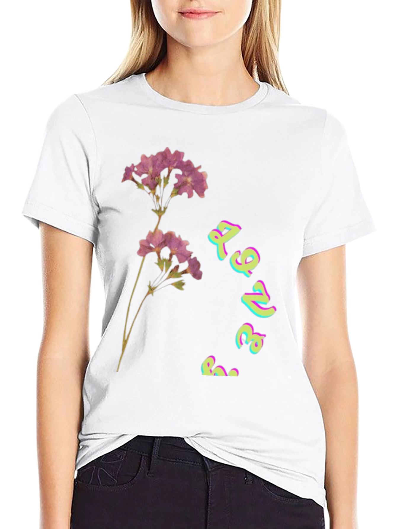 Floral Graphic Print Black T-Shirt