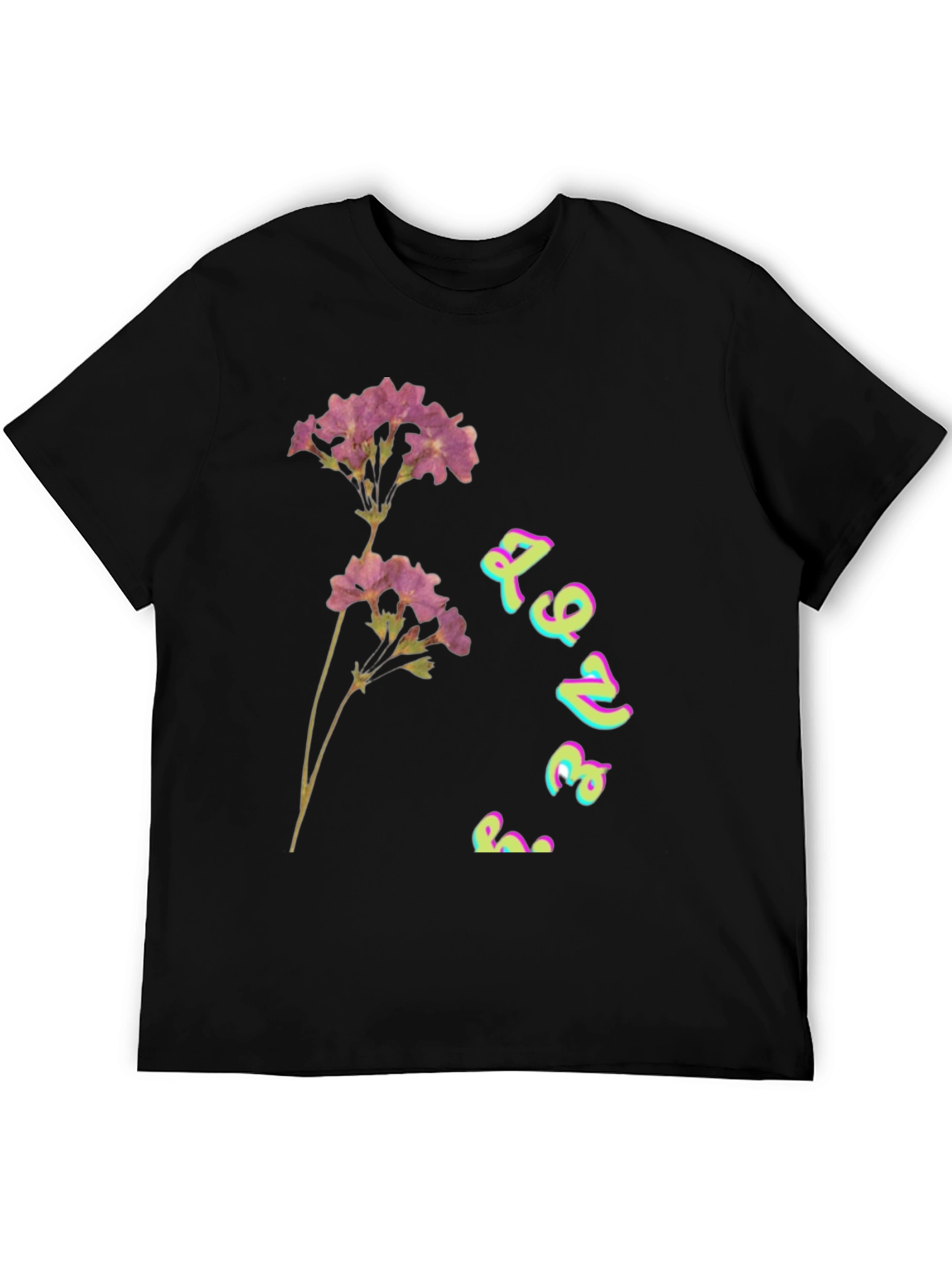 Floral Graphic Print Black T-Shirt