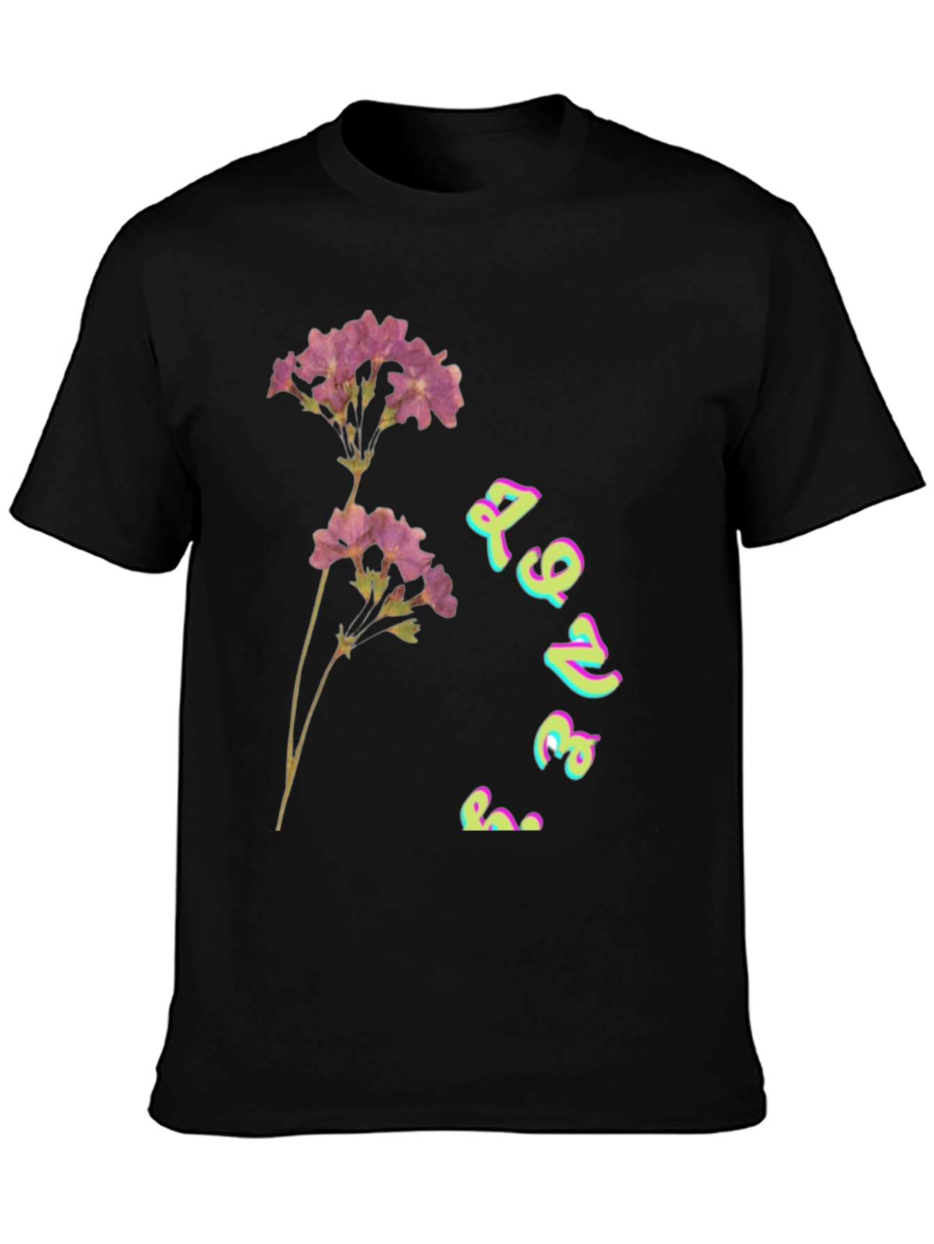 Floral Graphic Print Black T-Shirt
