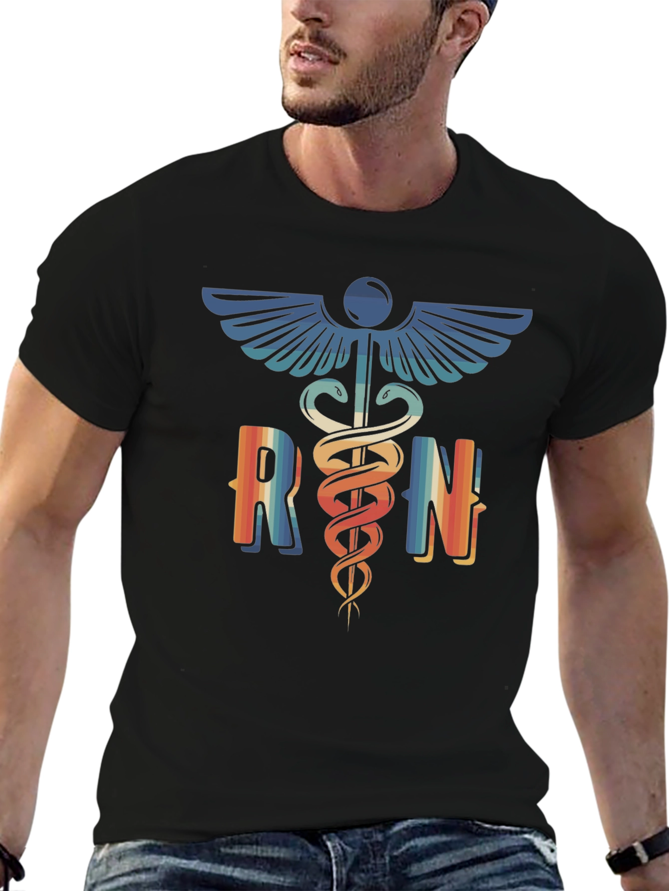 RN Caduceus Retro Style Graphic T-Shirt